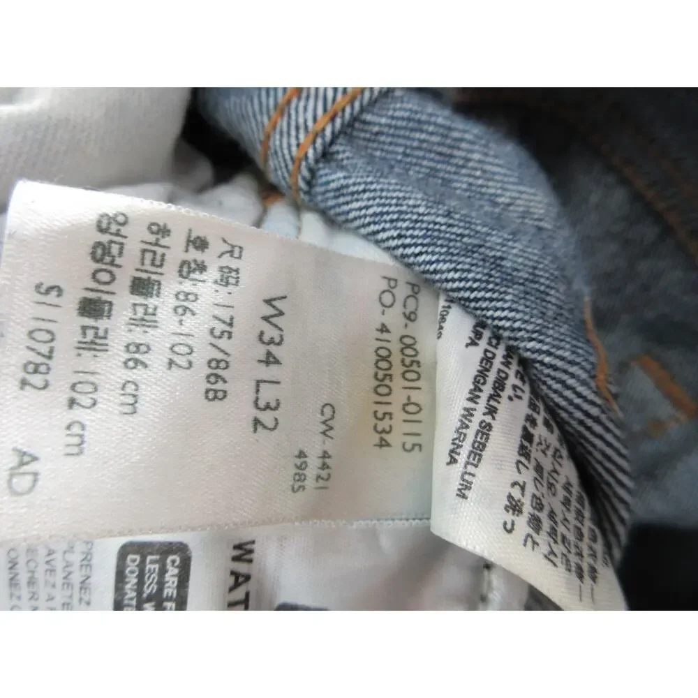 Levi's 501 Mens Jeans 34x32 Dark Wash Denim Button Fly 00501-0115